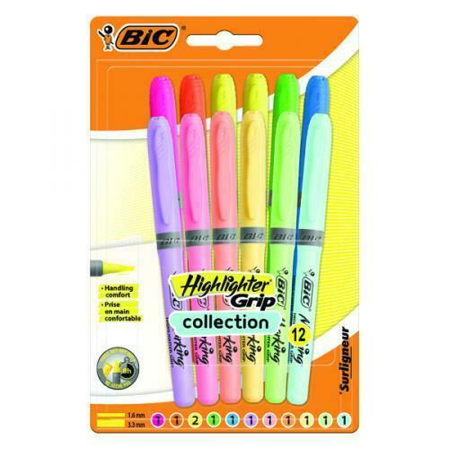 Bic 형광펜 그립 6 파스텔 + 6 생생한 색상 12&li 형광펜